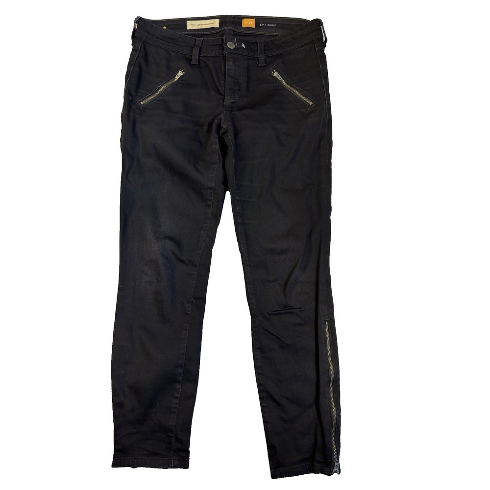 Pilcro And the Letterpress Womens 28 Black Zipper Ankle Pants Sexy Baddie Rocker